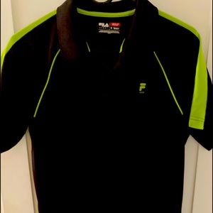 Men’s FILA Sport Golf Polo Shirt Size S Black Lime